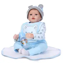 55cm Fashion Blue Eyes Newborn Babies Lifelike Silicone Vinyl Reborn Baby Dolls Handmade Baby Toys with Magnet Pacifier For Sale