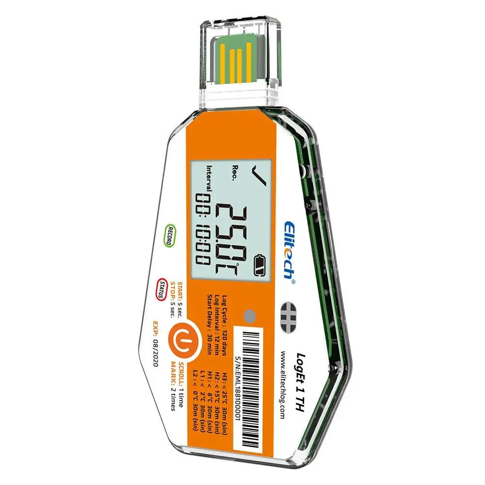 

Elitech LogEt 1TH Temperature and Humidity Data Logger with Light Sensor,Single Use PDF Report USB Port 16000 Points