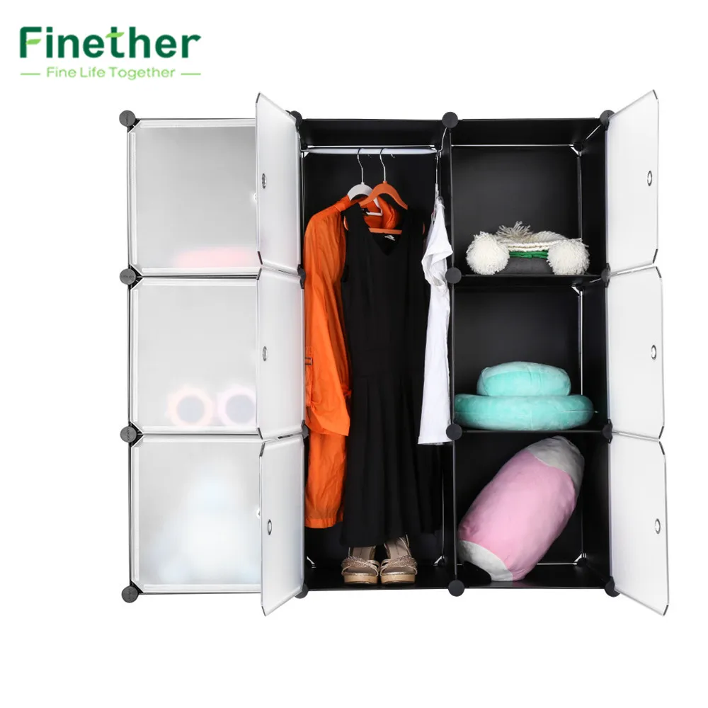 Finether 9 Cube Interlocking Modular Storage Organizer Shelving