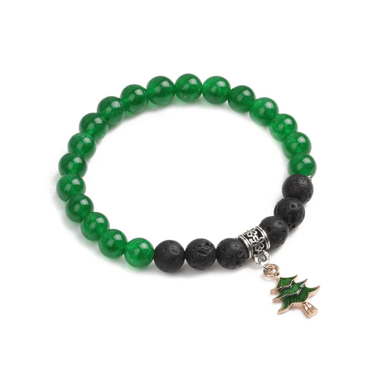 

2019 Fashion Natural Stone Green Bracelet Christmas tree Charm Bracelet For Men Or Women Bracelet Jewelry Best Birthday Gift