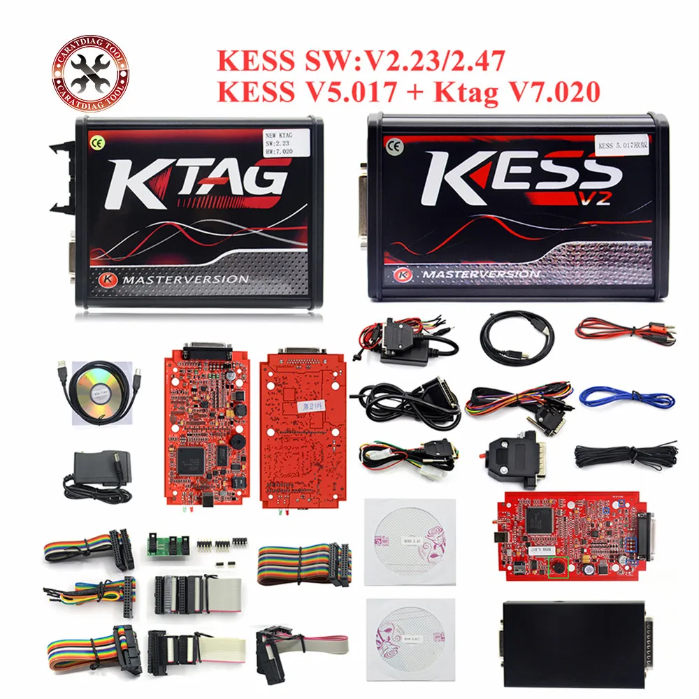 Новейший онлайн V2.47 EU красный Kess V5.017 OBD2 менеджер Тюнинг Комплект KTAG V7.020 4 светодиодный Kess V2 5,017 ECU программист неограниченный