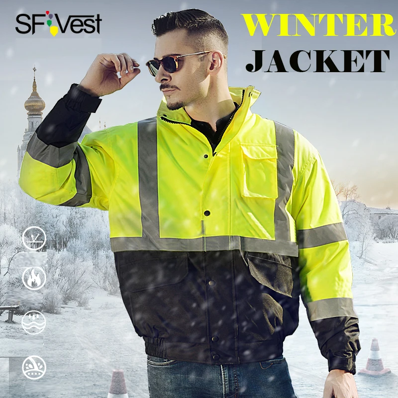 ANSI/ISEA 107 Class 3 High visibility Waterproof Safety Bomber Jacket