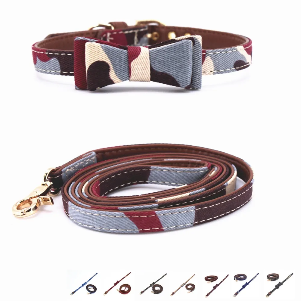 

Camouflage Cat Collar Dog Collar Dog Leash for All Cats and Small Medium Large Dogs With Bowknot Pet Collar P