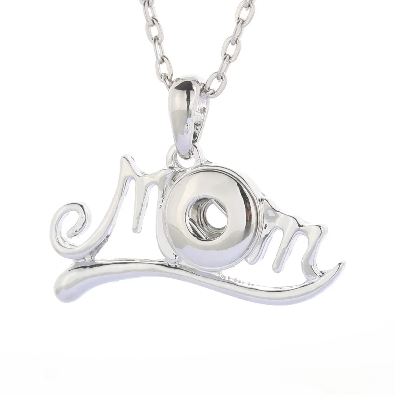 

Boom Life New Fashion Letter Jewelry Snap Buttons Necklaces Link Chain 60CM With Crystal Pendant Fit 12MM Snap Buttons Jewlery