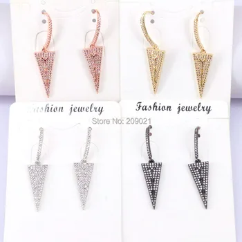 

4Pairs Mix Color cubic zirconia Dangle Earring, cz micro pave triangle earring Women Jewelry