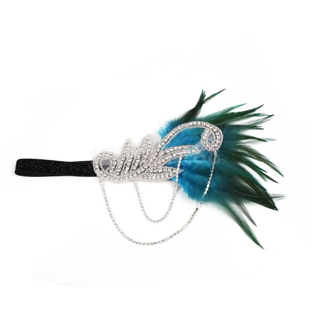 Vintage 1920s Feather Headband Wedding Bridal Headpiece Flapper Fancy Dress