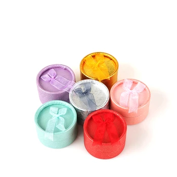 

Wholesale Bowknot Round Blue Red Pink Purple Gold Earrings Rings Jewelry Package Gift Box Size 5.5CM
