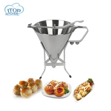 ITOP Stainless Steel Small Octopus Balls Making Funnel Cupcakes Baking Dispenser with Rack Kitchen Utensils Funnel Tools ITOP Stainless Steel Small Octopus Balls Making Funnel Cupcakes Baking Dispenser with Rack Kitchen Utensils Funnel Tools