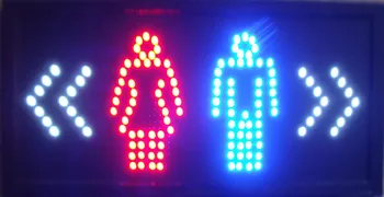 

20 pcs/lot Customerized Animated Led washroom sign billboard Neon WC toliet 19x10 inch wholesale