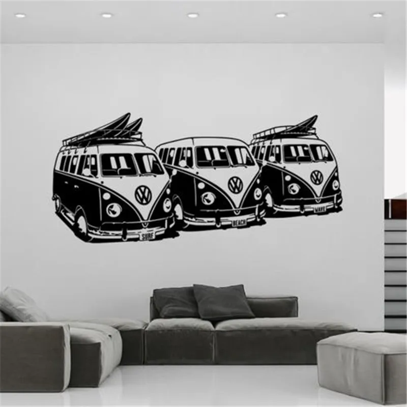 Art Design Wall Sticker 3 Volkswagen Surf Vans Home Decor DIY Car Wall