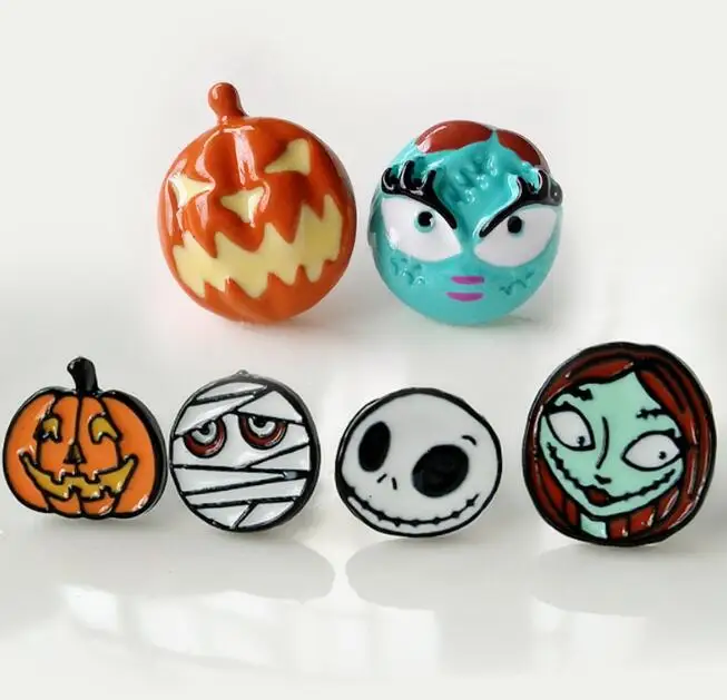 Кошмар до Рождества Джек личности асимметричные маленькие серьги унисекс серьги-каффы кольцо серьги аниме