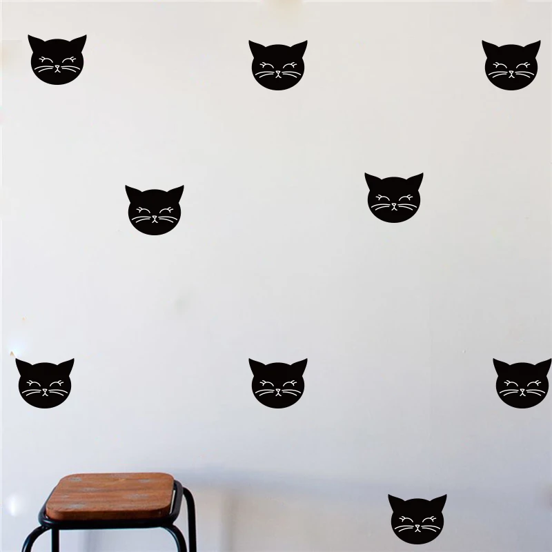 Cartoon Cat Wall Stickers Baby Nursery Lovely Cat Wall Decals Kids Room Wall Cut Vinyl Easy