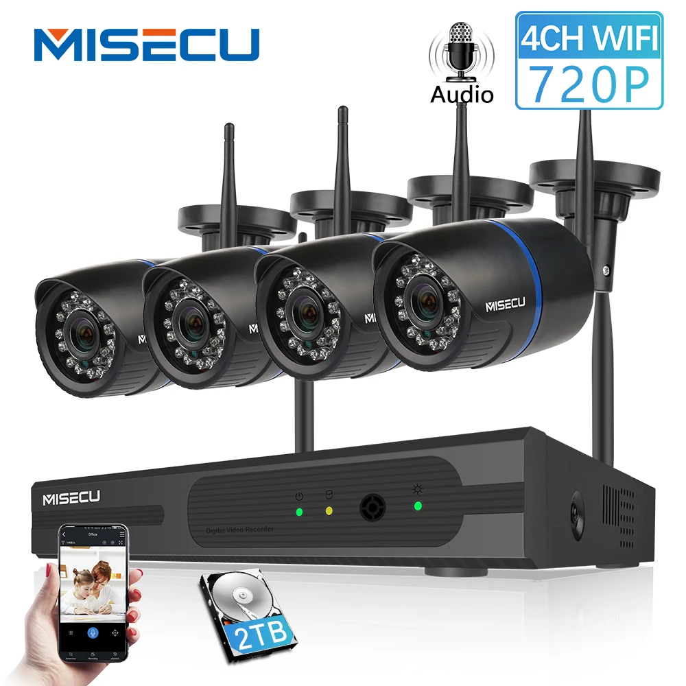 MISECU 4CH 720 P 1MP IP камера Аудио запись беспроводной безопасности CCTV системы дома NVR Wi Fi товары теле и видеонаблюдения наборы комплект plug & play