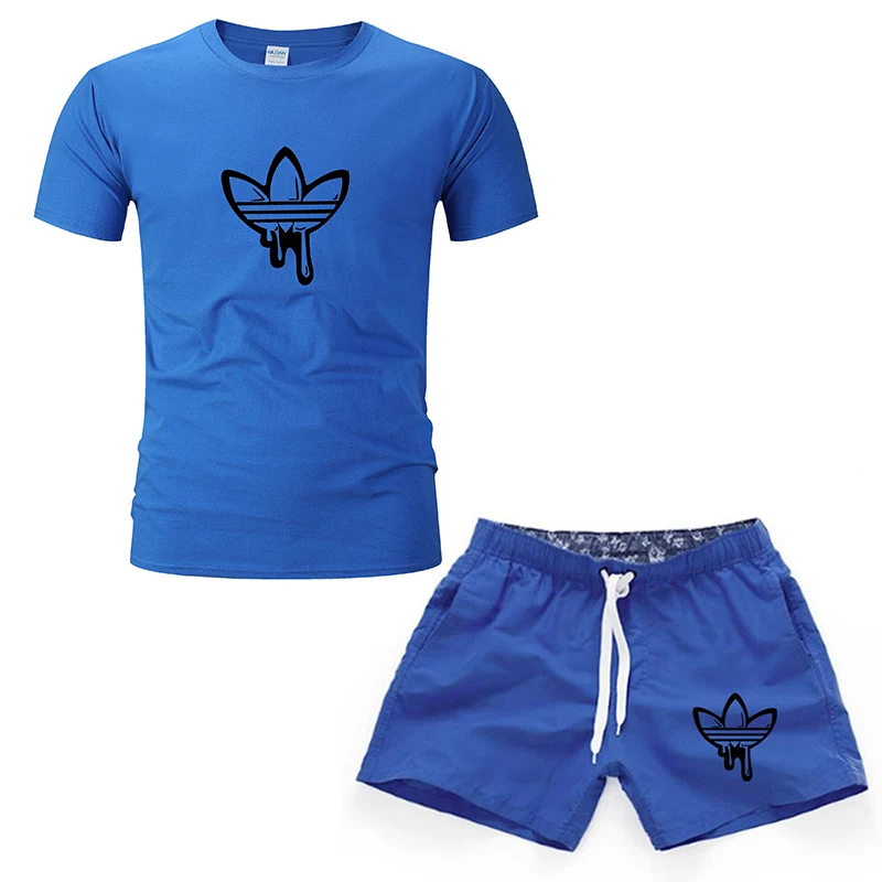 

New 2019 Men's Running SetsQuick-drying Breathable T-short Loose Stretch Sweatpants Summer Jogging Fitness training Sports Suits