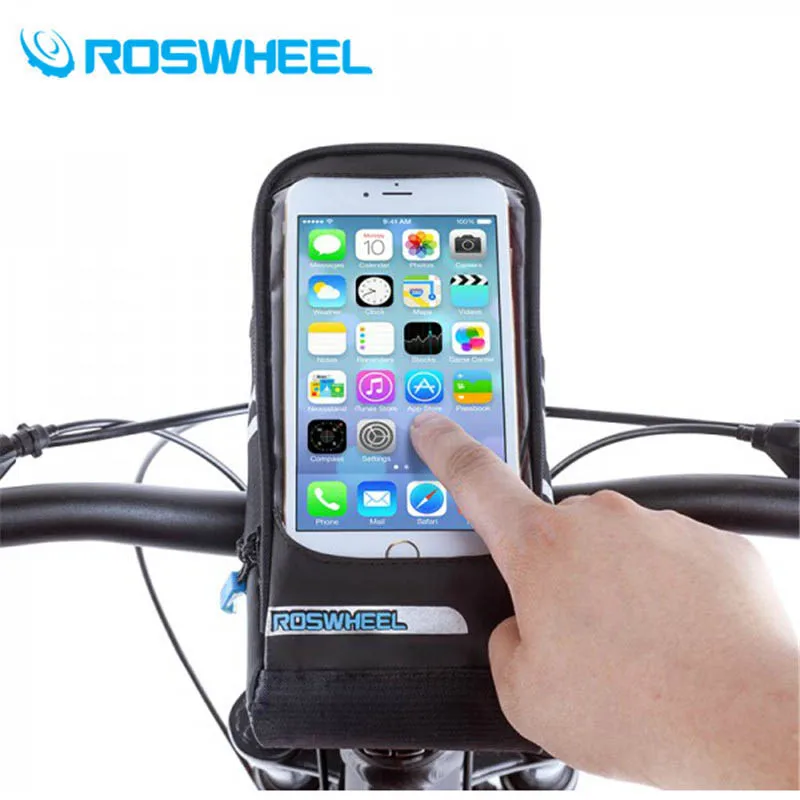 

New ROSWHEEL Bicycle Bags Panniers MTB Road Bike Bag Touch Screen Cycling Front Tube Frame Handlebar Bag For Below 5.7" Phone