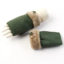 REALBY зимние перчатки без пальцев, Украшенные бусинами, женские перчатки, женские перчатки