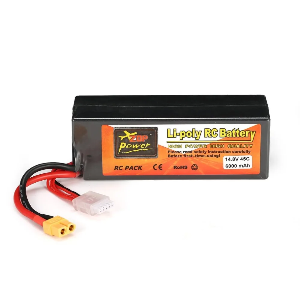 

ZOP Power 14.8V 6000mAh 45C 4S 1P Lipo Battery XT60 Plug Rechargeable for RC Racing Drone Quadcopter Helicopter Car Boat Model