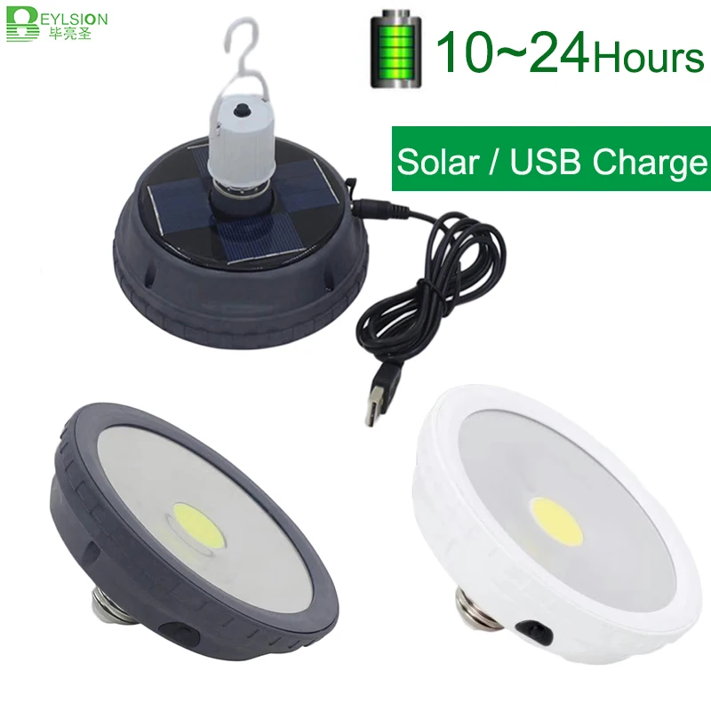 

BEYLSION USB LED Emergency Bulb Waterproof 10W Dimmable Switch Black/White Cover 6000K AC85-265V DC5V Solar Rechargeable Bulb