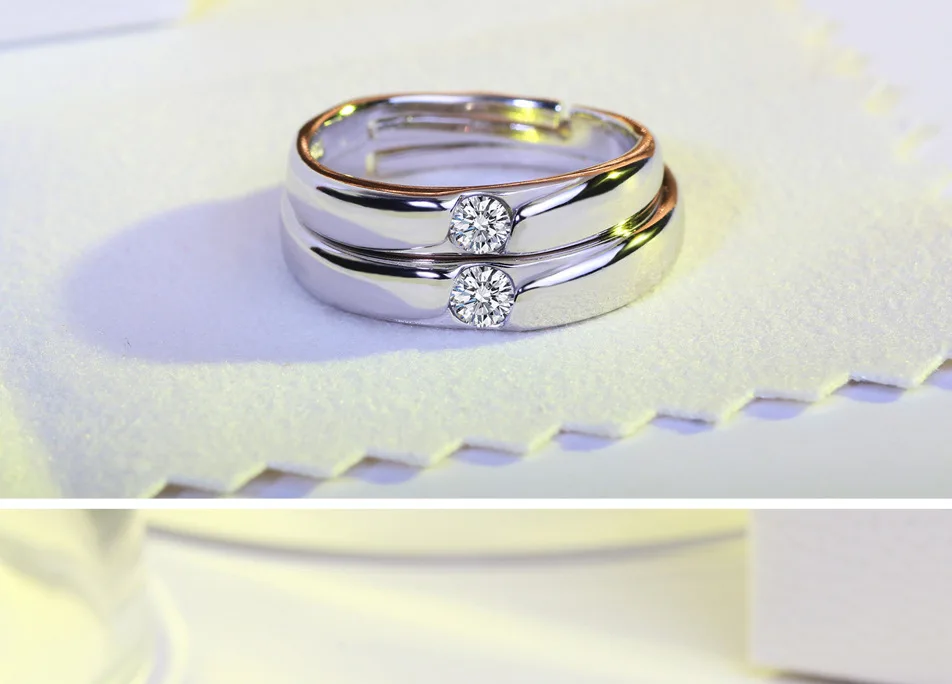 Модные ювелирные изделия из белого золота, кольца с одним кристаллом для влюбленных, обручальные кольца для мужчин и женщин, JZ37
