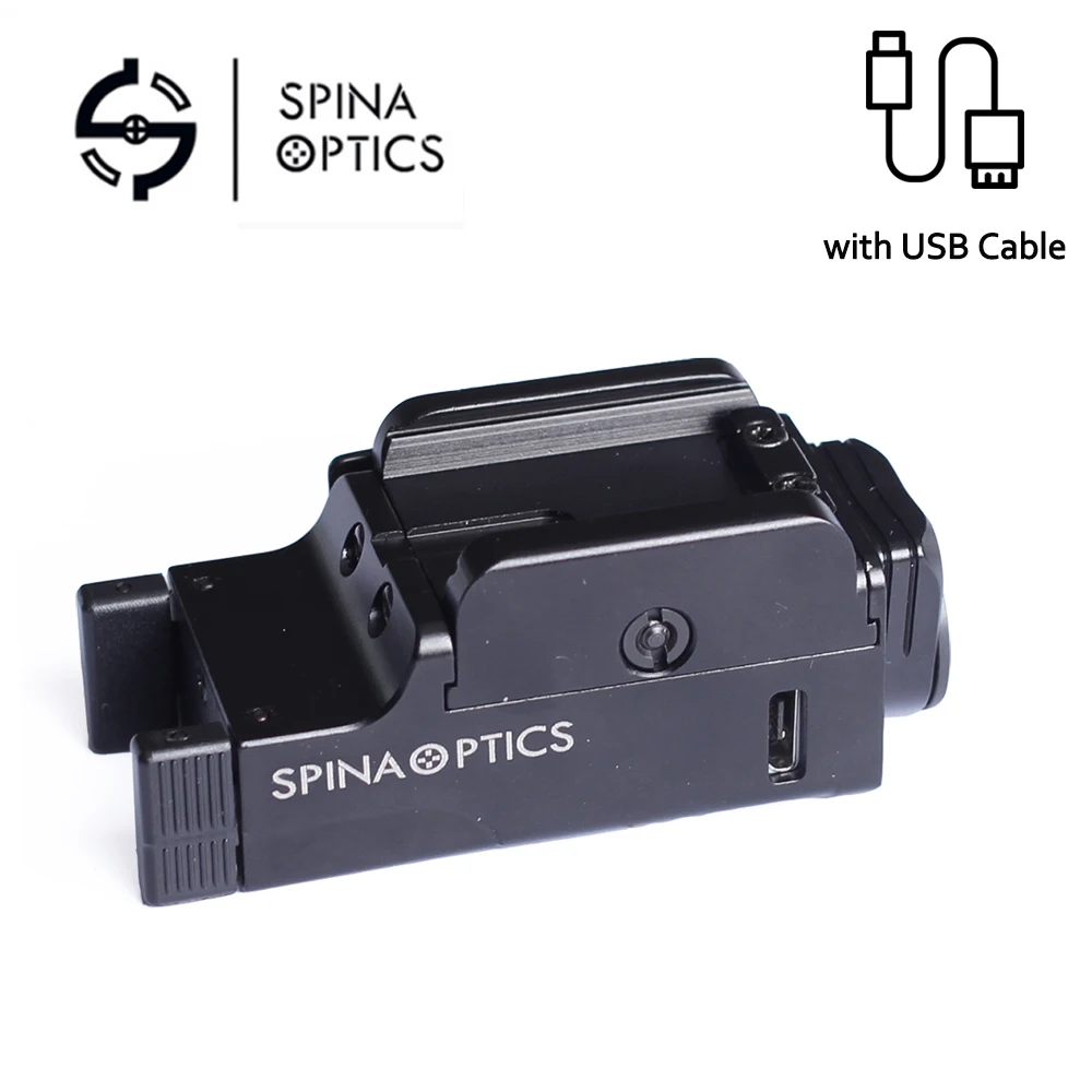Pistola de Luz Ferroviário com Cabo Tocha para 20mm Spina Mini Lumens Rápida Destacam Arma Lanterna Led Tático Usb 500 qd 7 tático tocha para 20mm ferroviário com cabo usb