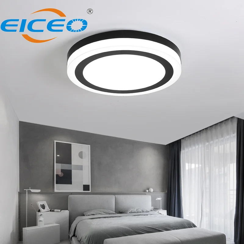 Черный и белый светодиодный потолочный светильник круг современный простой Спальня исследование моды творческие Nordic лампы освещения свет