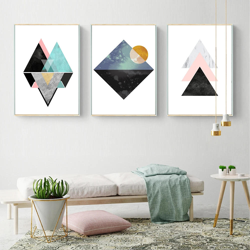 

Posters And Prints mountain geometric Poster canvas painting Modular Wall Art Picture Of Pictures For Living Room Scandinavian