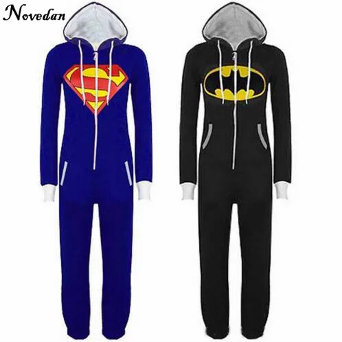 Костюм Бэтмена Против Супермена, парные пижамные комплекты, супергерой, косплей, для взрослых, мужские, женские, цельные пижамы, Комбинезоны для взрослых