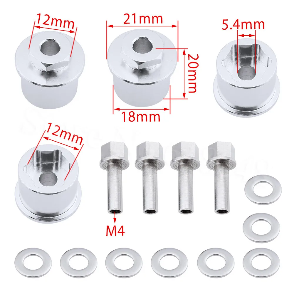 

4pcs/Set Aluminum Wheel Hubs Extension Adaptor for RC Crawler RC4WD Traxxas TRX4 SCX10 II D90 Upgrade Hop Up Parts
