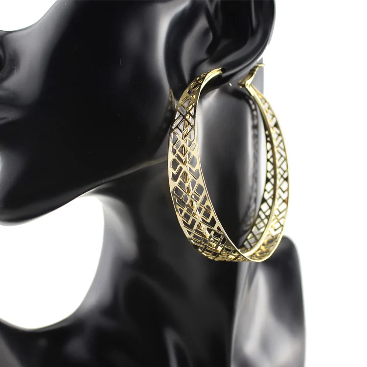 70 мм золото серебро цвет огромная большая серьга в виде кольца для женщин полые ромб модные серьги Vogue Ювелирные изделия Aros De Moda ABE103