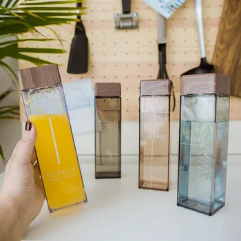 Soffe 450ml Fruit Infuser Water Bottle BPA Free Plastic Square Transparent Heat Resistant Korean Style  Sport Drink Bottle 6