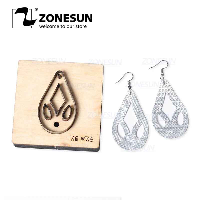 

ZONESUN T7 DIY Custom Cutter Leather Earring Cutting Die Leather Cut Out Earring For Steel Rule Die Cutting Machine Press Tools