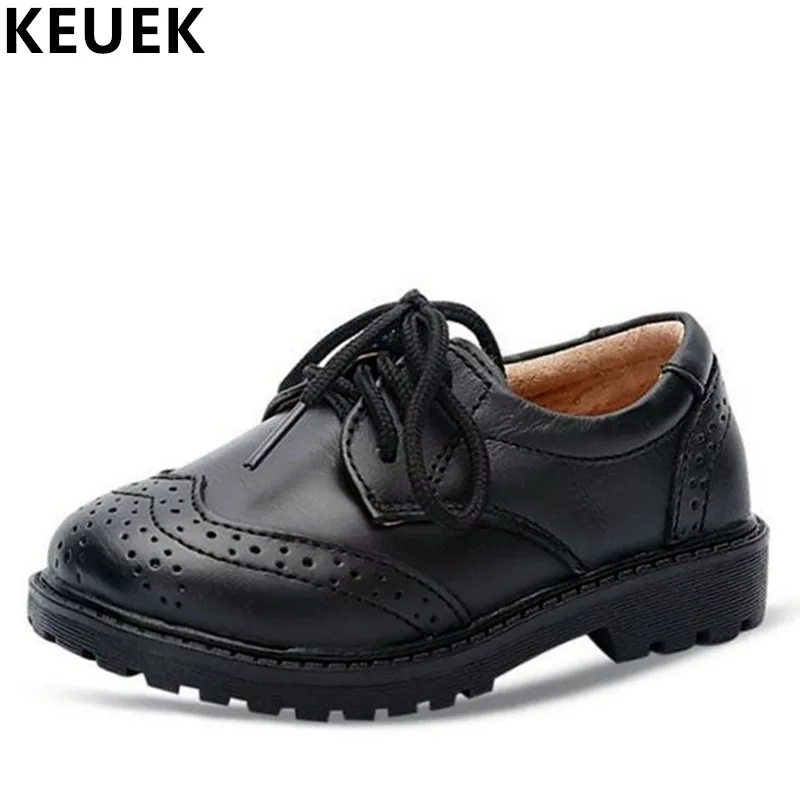 

Spring Autumn Boys Girls student Leather shoes Children Flats Lace-Up Genuine leather Brogue shoes Loafers Kids Oxford shoes 018