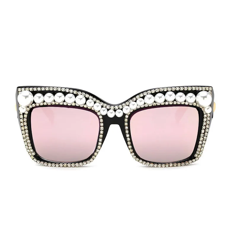 2018 oversized luxury designer sunglasses pearl women big rhinestone