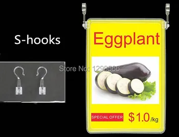 

10 Sets supermaket S-hooks pop advertising poster display stand rack A4 frame price tag sign Promotions card showing holder