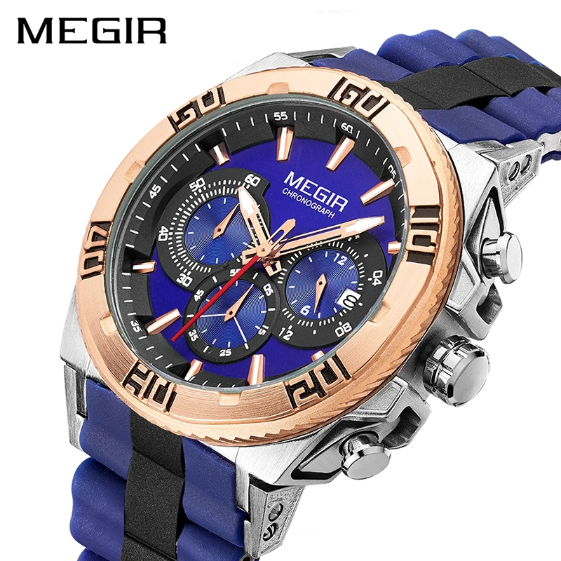 

MEGIR Chronograph Sport Watch Men Fashion Big Dial Men Quartz Watches Luxury Brand Army Military Wrist Watch Clock Time Hour