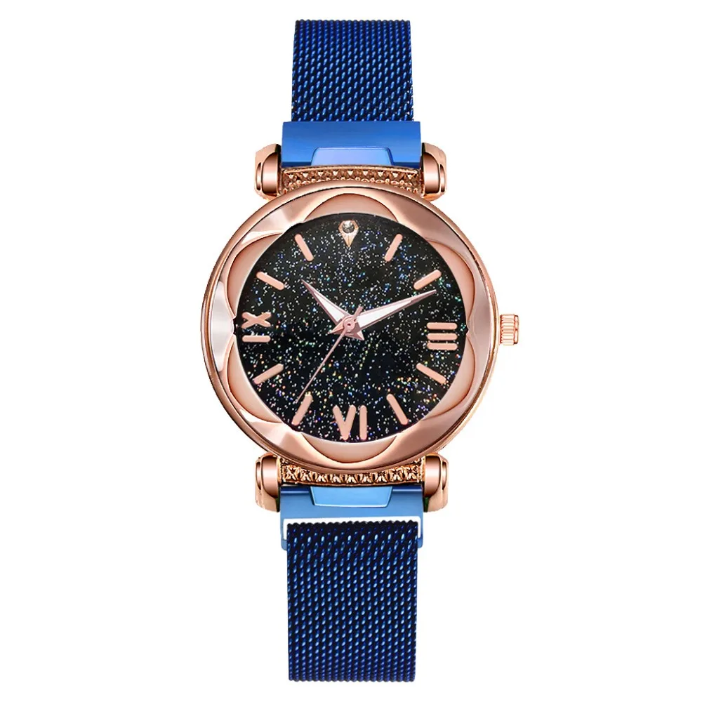 Лидер продаж женские часы с магнитной пряжкой звездное небо роскошные женские Геометрическая поверхность кварцевые наручные часы Zegarek Damski@ 50
