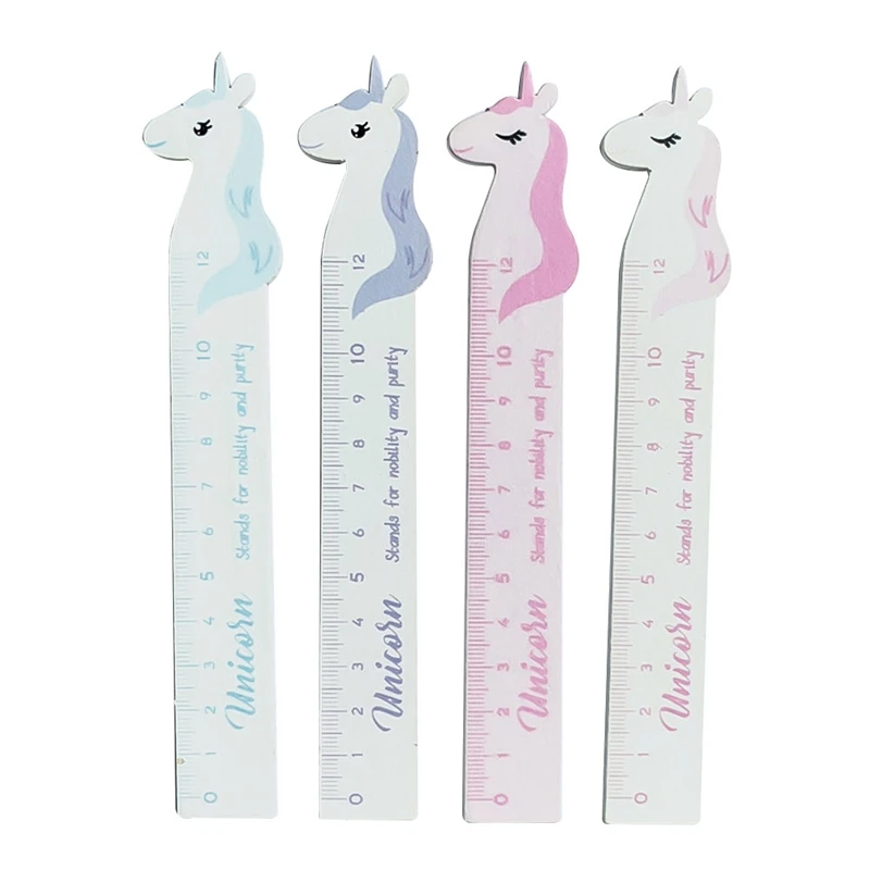 

1 Pc Cartoon Fresh Dream Unicorn Student Stationery Wooden Measure Straight Ruler Kids Metric Tool Rewarding Promotion Gift