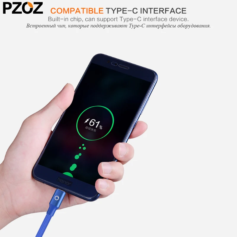 Usb кабель PZOZ type c для быстрой зарядки 5А usb 3 1 длинный адаптер xiaomi mi 8 se max huawei p20 pro p10