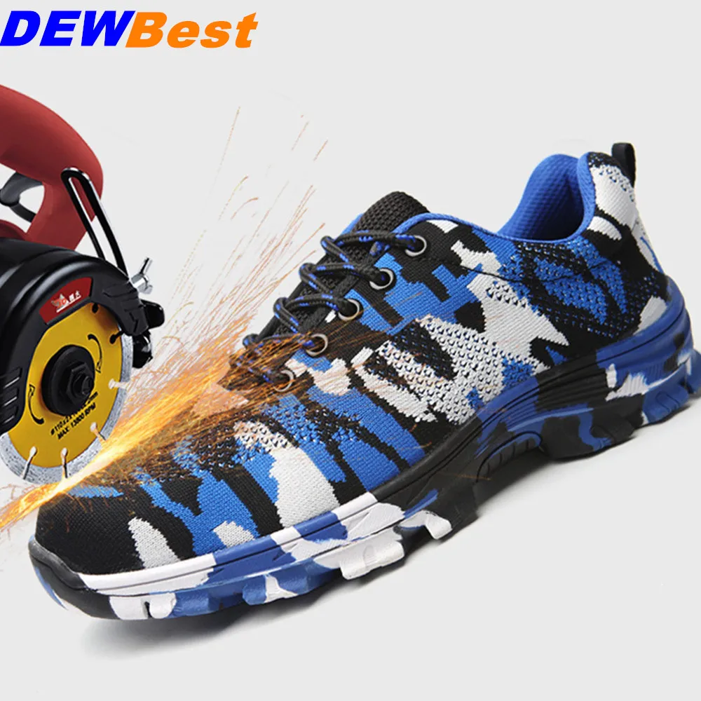 

NEW Men's Plus Size Breathable Mesh Steel Toe Outdoor Safety Shoes Men Industrial & Construction Puncture Proof Work Shoes