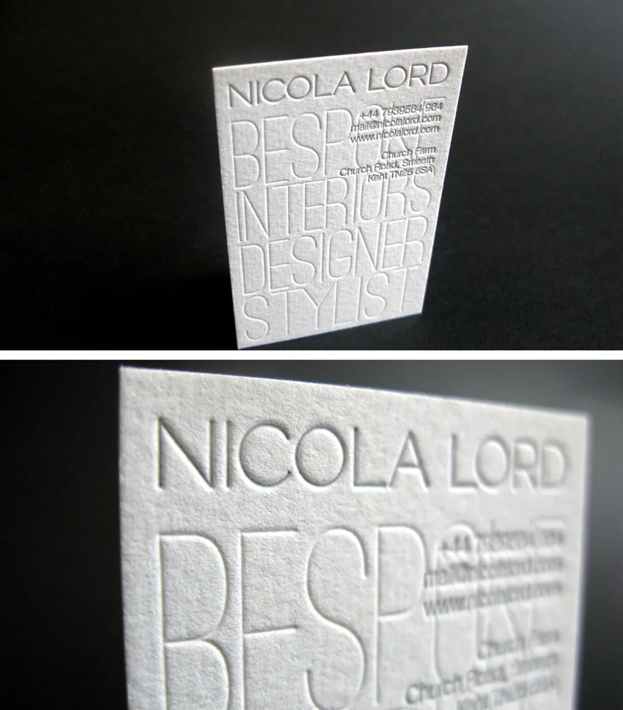 2016 simple design debossed printing custom business cards