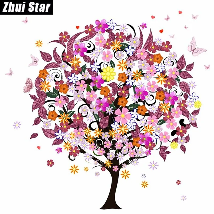 

tree flowers 5D Rhinestone painting crystal Home round DIY Diamond painting cross stitch diamond embroidery
