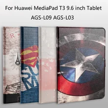 Модный чехол-подставка из искусственной кожи с рисунком для huawei MediaPad T3 10 AGS-L09 AGS-L03 9,6 дюймов планшет+ пленка+ стилус