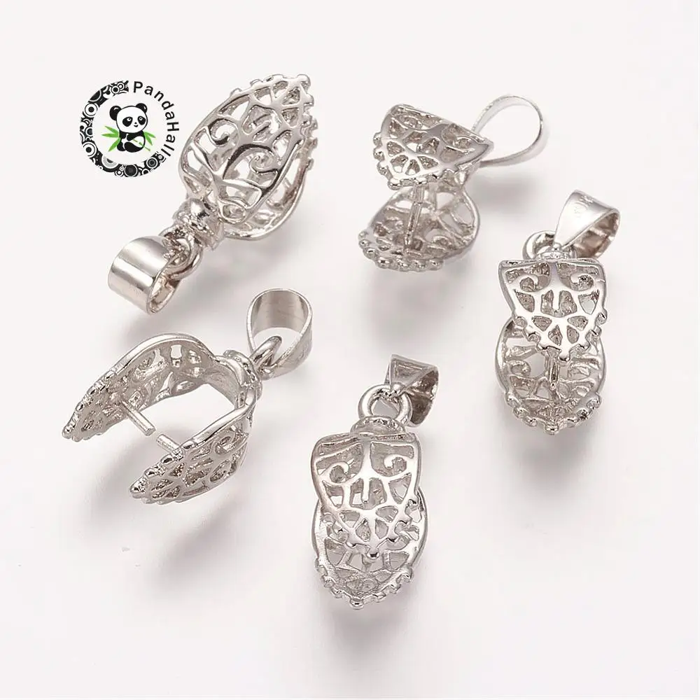 PandaHall 100pc 24mm Brass Ice Pick and Pinch Bails for Jewelry Making