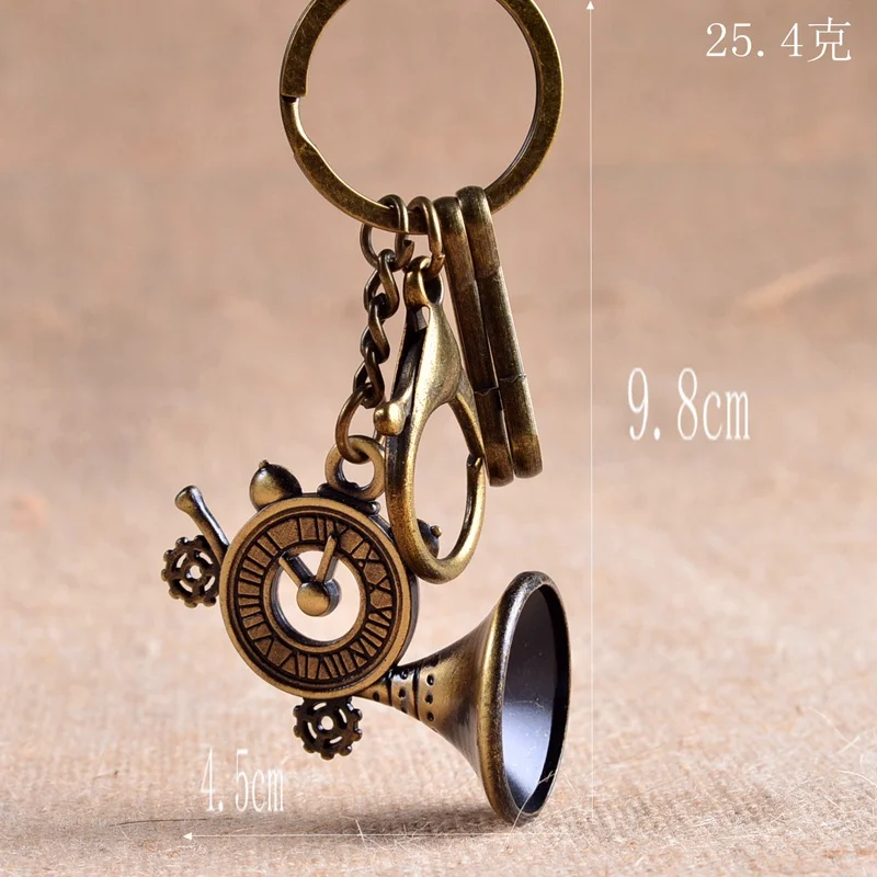 

Classic Vintage Ancient Bronze Trumpet Pendant Key Rings Horn Shape Music Men Keychain Gift For Friends