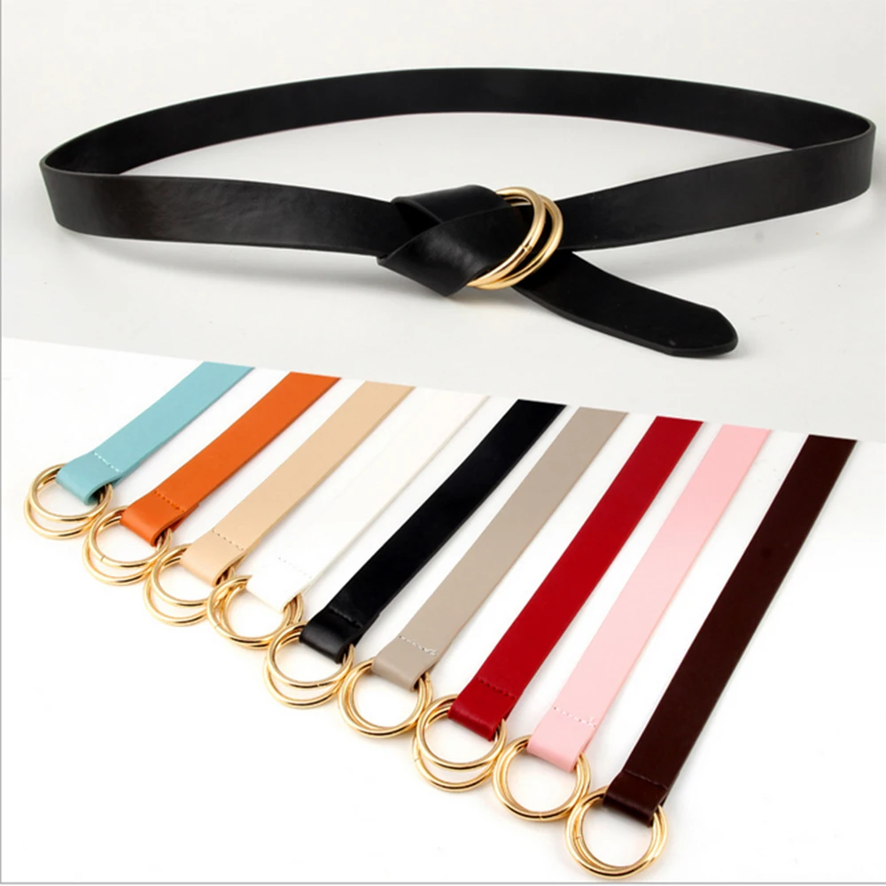 Buy Fashion Women Girl Skinny Waist Belt Thin Leather