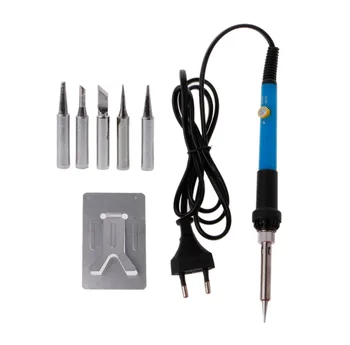 

7 Pcs 110V/220V 60W Electrical Soldering Iron Welding Adjustable Temperature Gun+Solder Tip Set EU Plug