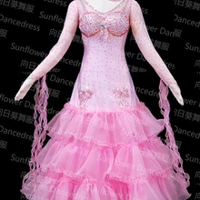 Горячая Распродажа розовое современное платье для бальных танцев танцевальное платье, платье Танго, бальная танцевальная одежда, Вальс Танго бальное платье