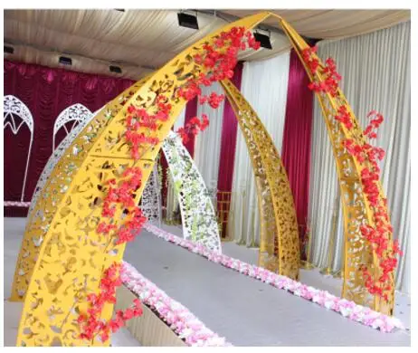 New wedding props wrought iron horns door wedding arches golden white carved arches wrought iron carved flower arches