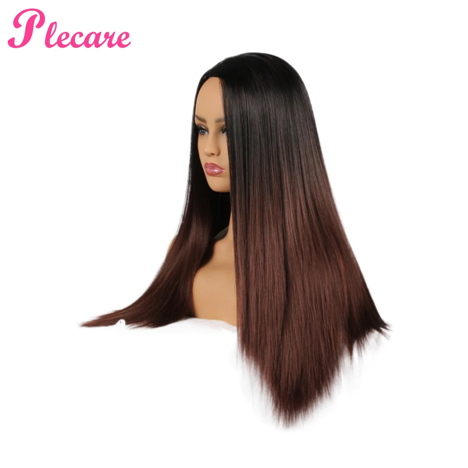 

Plecare Hair Ombre blonde Straight Long Synthetic Wigs For Women Black Pink Wigs 24 inch 3 Color Cosplay Wigs Free Shipping