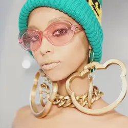 SIKYGEUM 2018 Новая Мода Овальные Солнцезащитные очки Для женщин Брендовая Дизайнерская обувь Роскошные Ясно Карамельный Цвет Звезда круглые